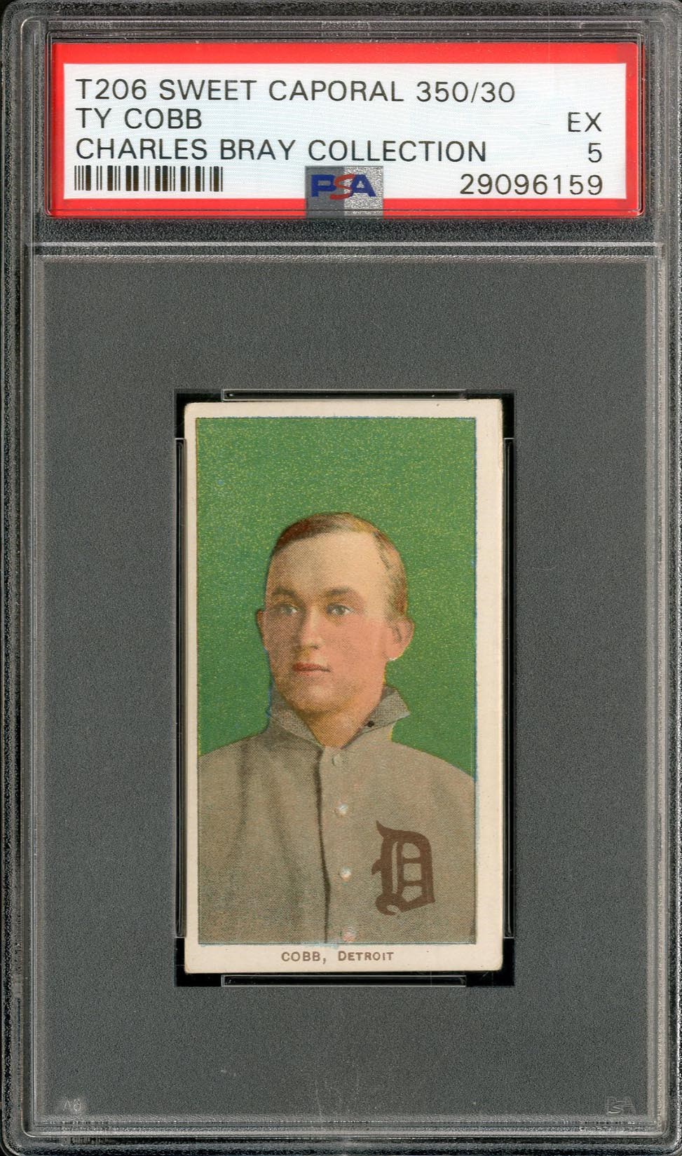 Baseball and Trading Cards - 1909 T206 Ty Cobb GREEN Portrait PSA EX 5 - The Charles Bray Collection