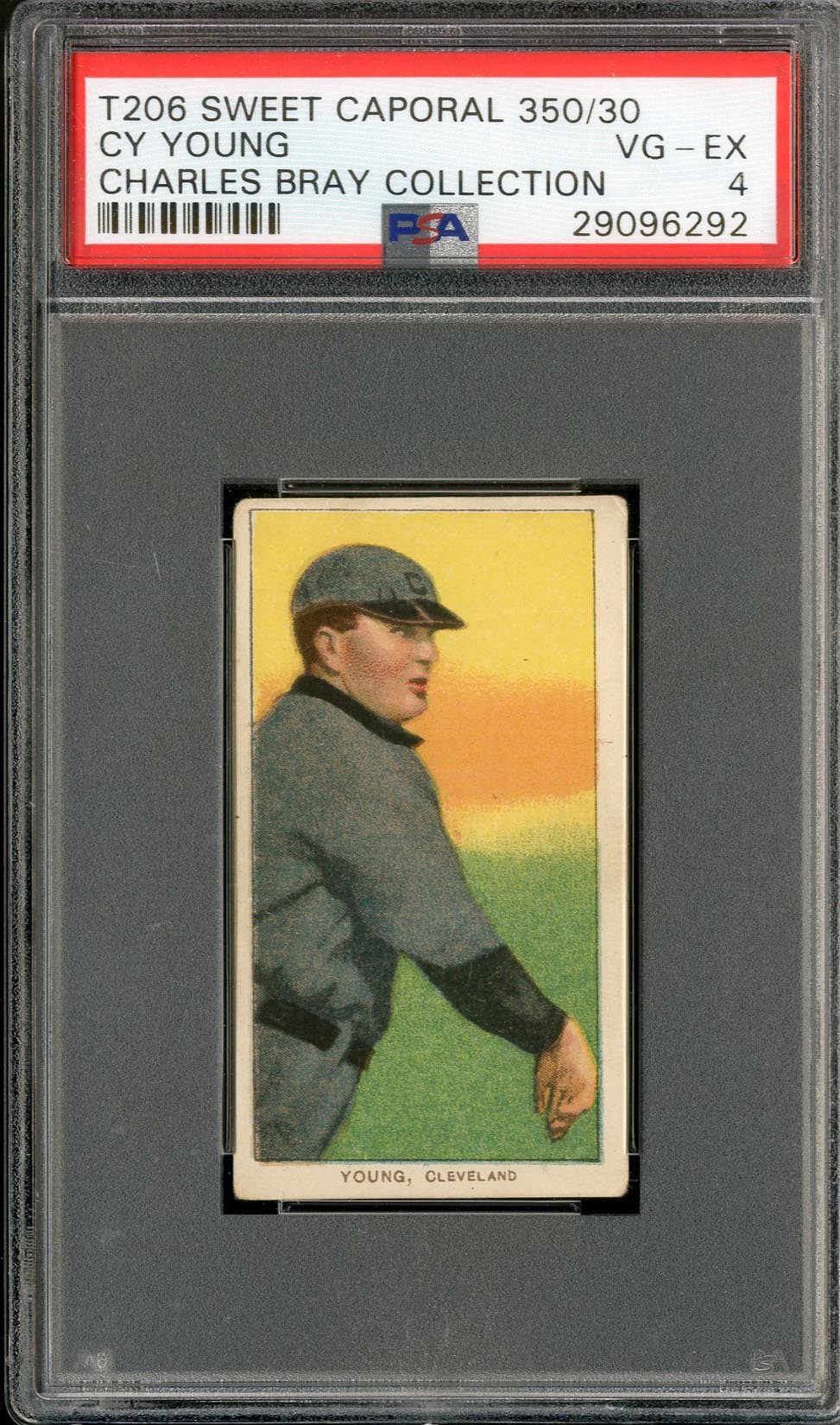 Baseball and Trading Cards - T206 Cy Young Bare Hand Shows PSA VG-EX 4 - The Charles Bray Collection