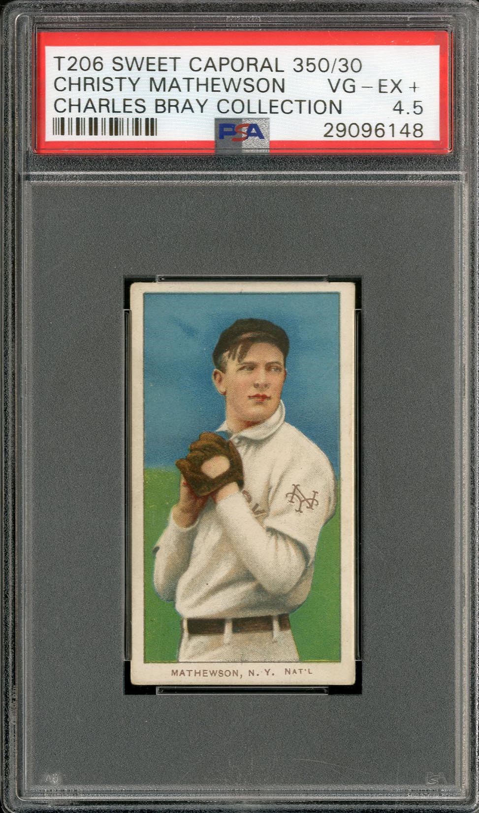 Baseball and Trading Cards - T206 Christy Mathewson Dark Cap PSA VG-EX+ 4.5 - The Charles Bray Collection