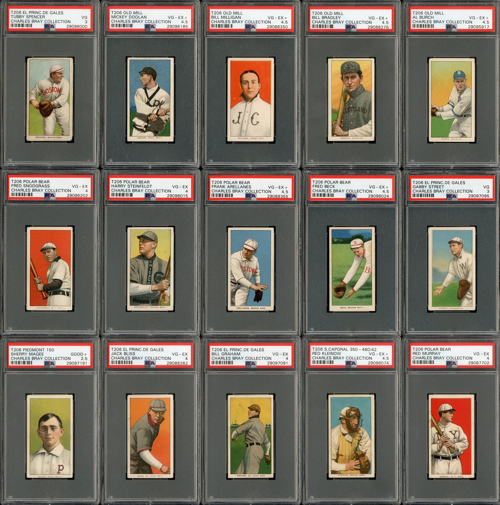 Baseball and Trading Cards - T206 PSA Graded Master Collection w/Rare Backs - The Charles Bray Collection (700+)
