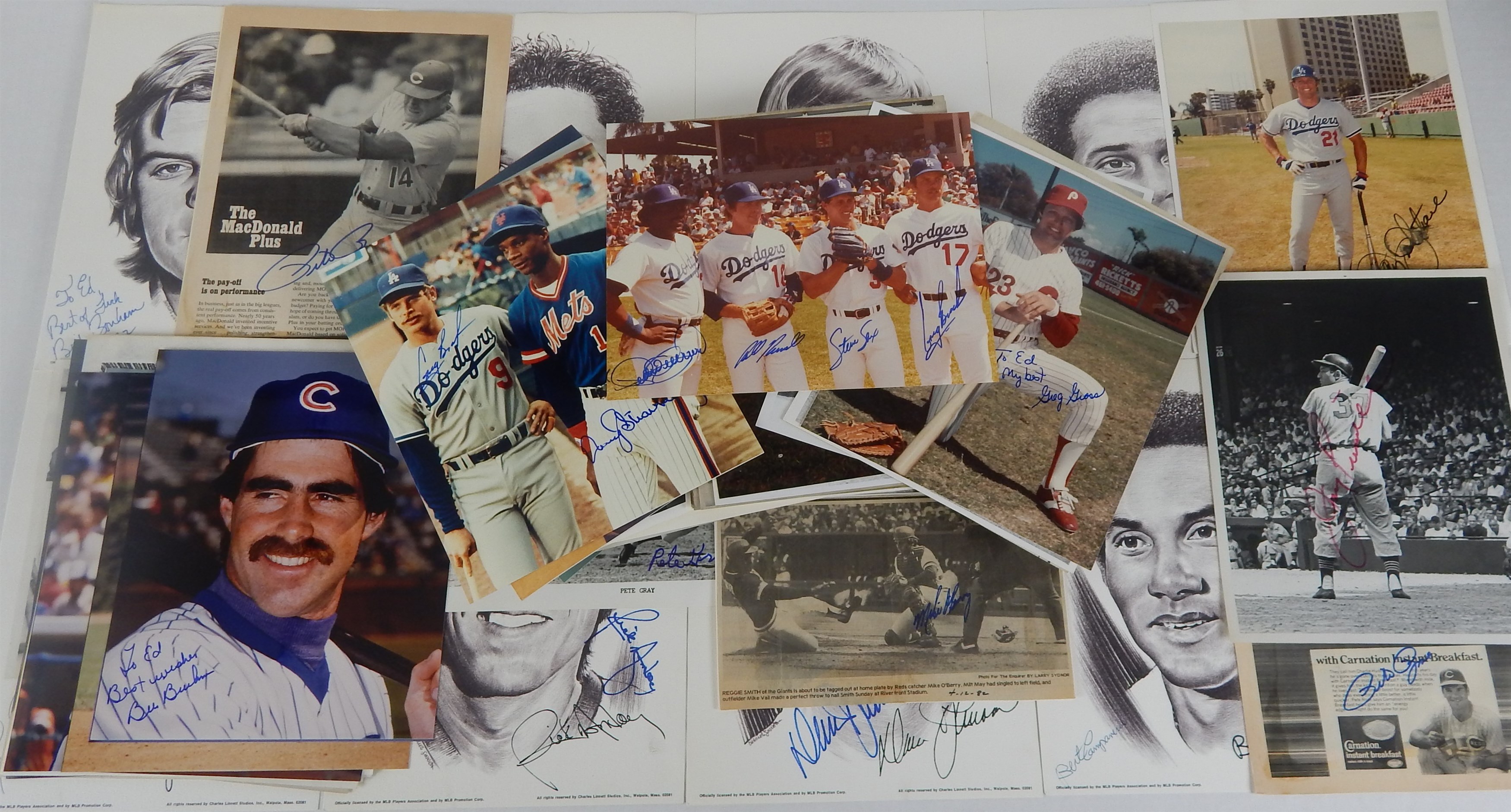 Baseball Autographs - Huge Baseball Signed Photograph Lot (56)