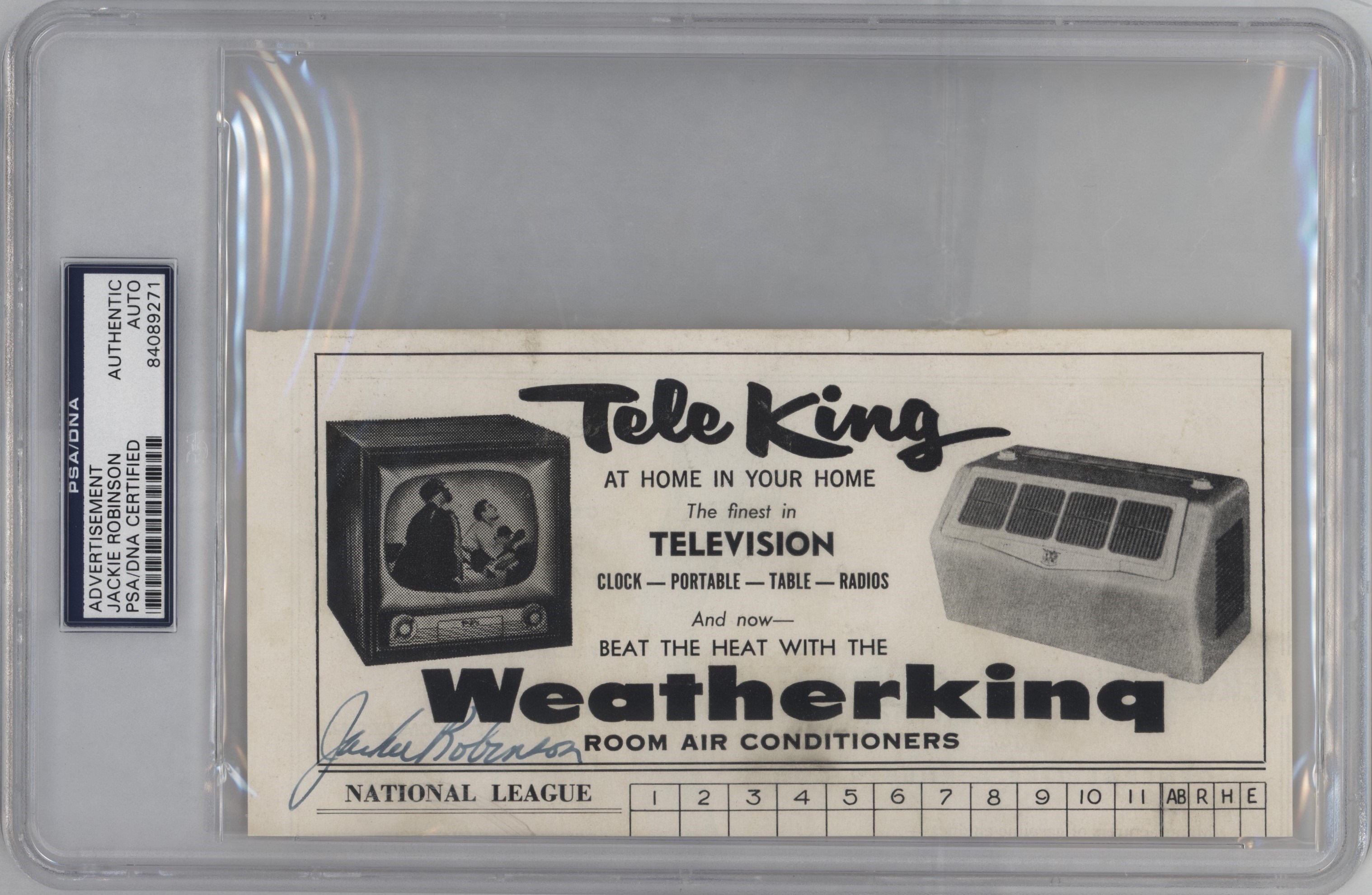 - 1953 Jackie Robinson Signed Early Baseball Broadcasting Ad (PSA/DNA)