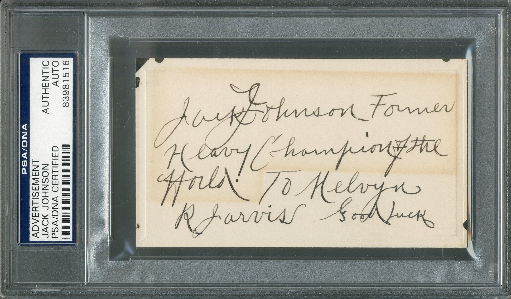 1936 Jack Johnson Signed "Champion of the World" Birthday Invitation (PSA)