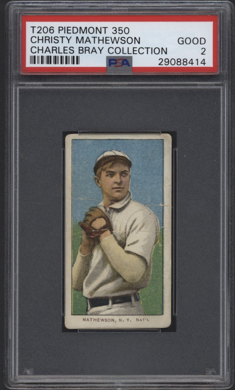 - T206 Piedmont 350 Christy Mathewson PSA 2 From the Charles Bray Collection