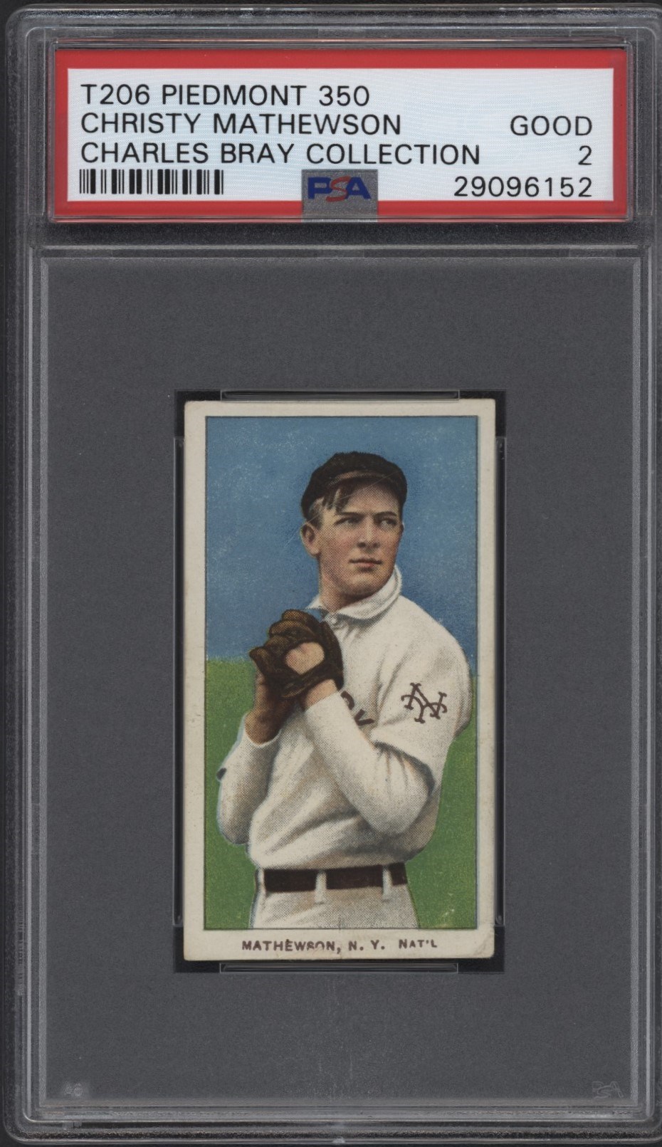 Baseball and Trading Cards - T206 Piedmont 350 Christy Mathewson PSA Good 2 From the Charles Bray Collection