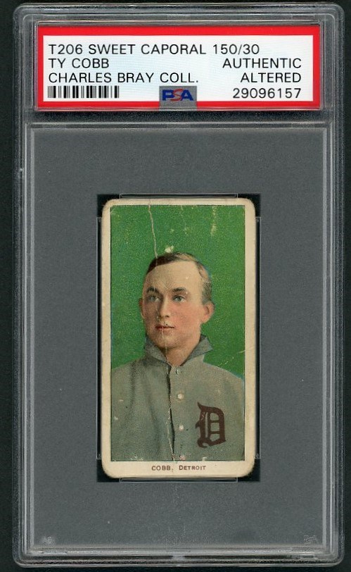 Baseball and Trading Cards - T206 Sweet Caporal 150/30 Ty Cobb Green Portrait PSA From the Charles Bray Collection