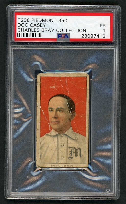 Baseball and Trading Cards - T206 Piedmont 350 Doc Casey PSA 1 From the Charles Bray Collection