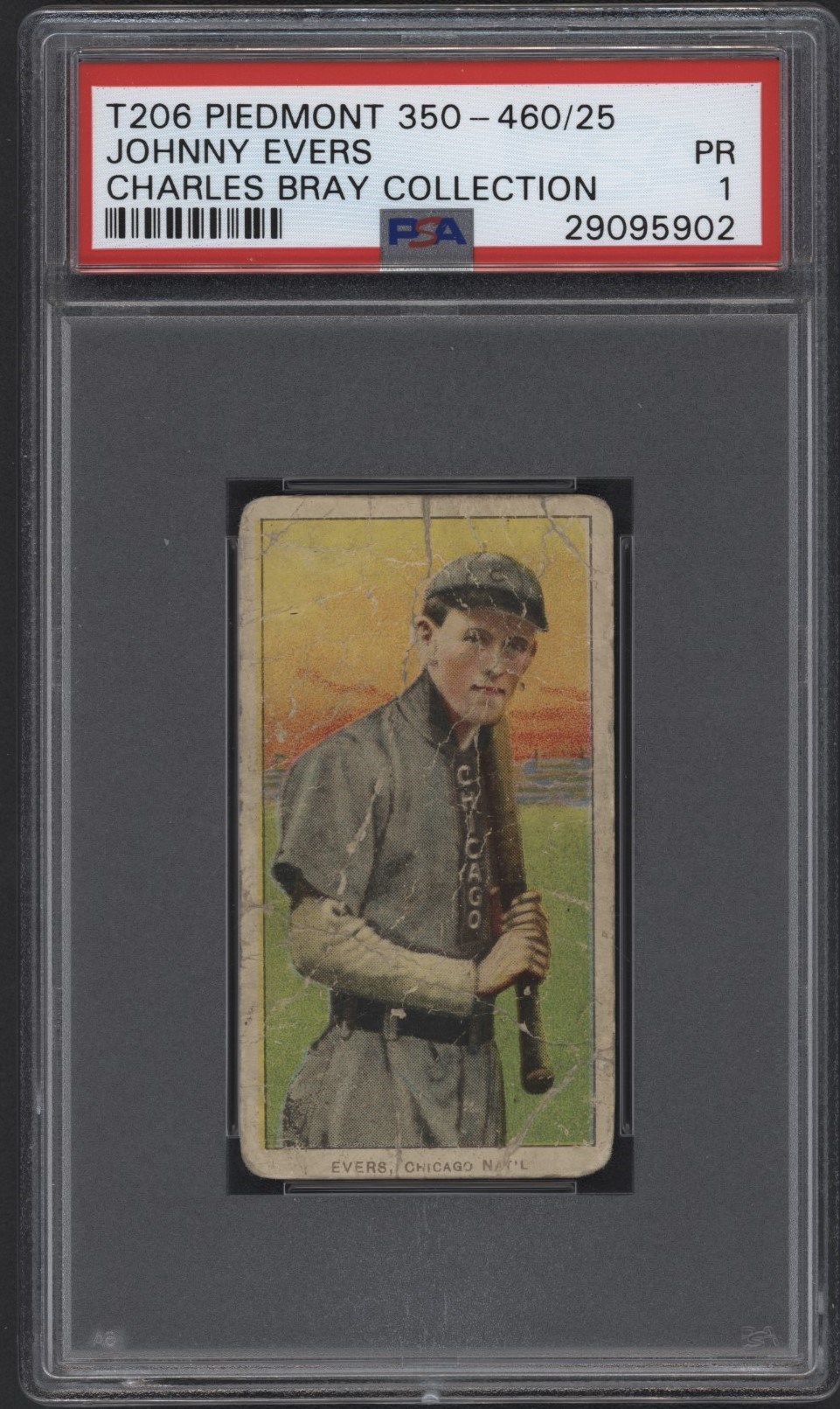 Baseball and Trading Cards - T206 Piedmont 350-460/25 Johnny Evers PSA 1 From the Charles Bray Collection