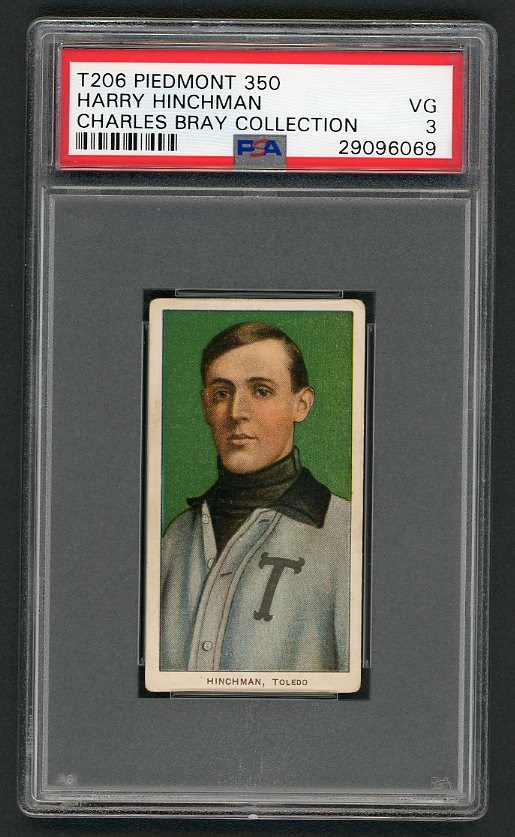 Baseball and Trading Cards - T206 Piedmont 350 Harry Hinchman PSA 3 From the Charles Bray Collection