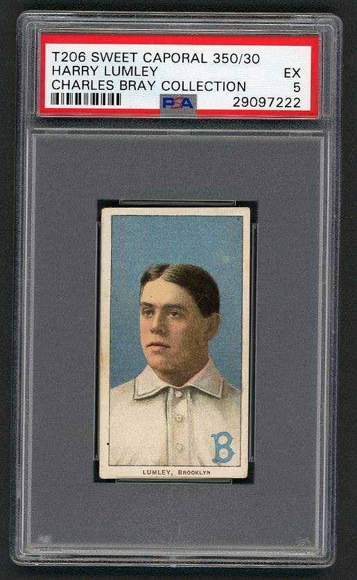 Baseball and Trading Cards - T206 Sweet Caporal 350/30 Harry Lumley PSA 5 From the Charles Bray Collection