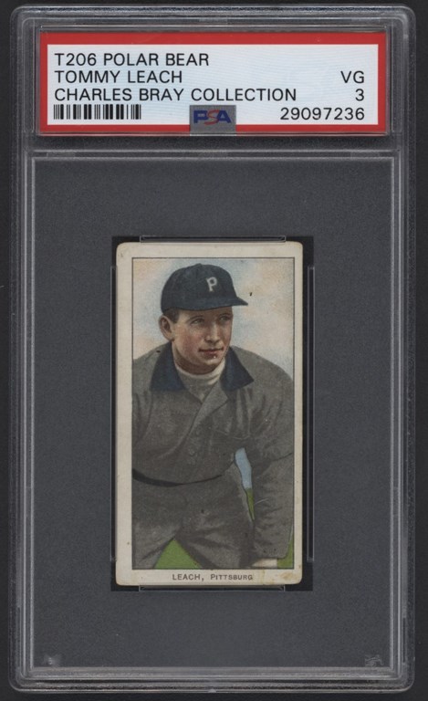 Baseball and Trading Cards - T206 Polar Bear Tommy Leach Bending Over PSA 3