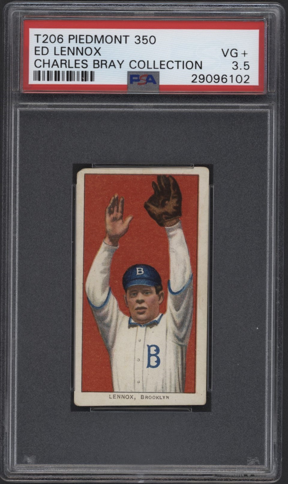 Baseball and Trading Cards - T206 Piedmont 350 Ed Lennox PSA 3.5 From the Charles Bray Collection
