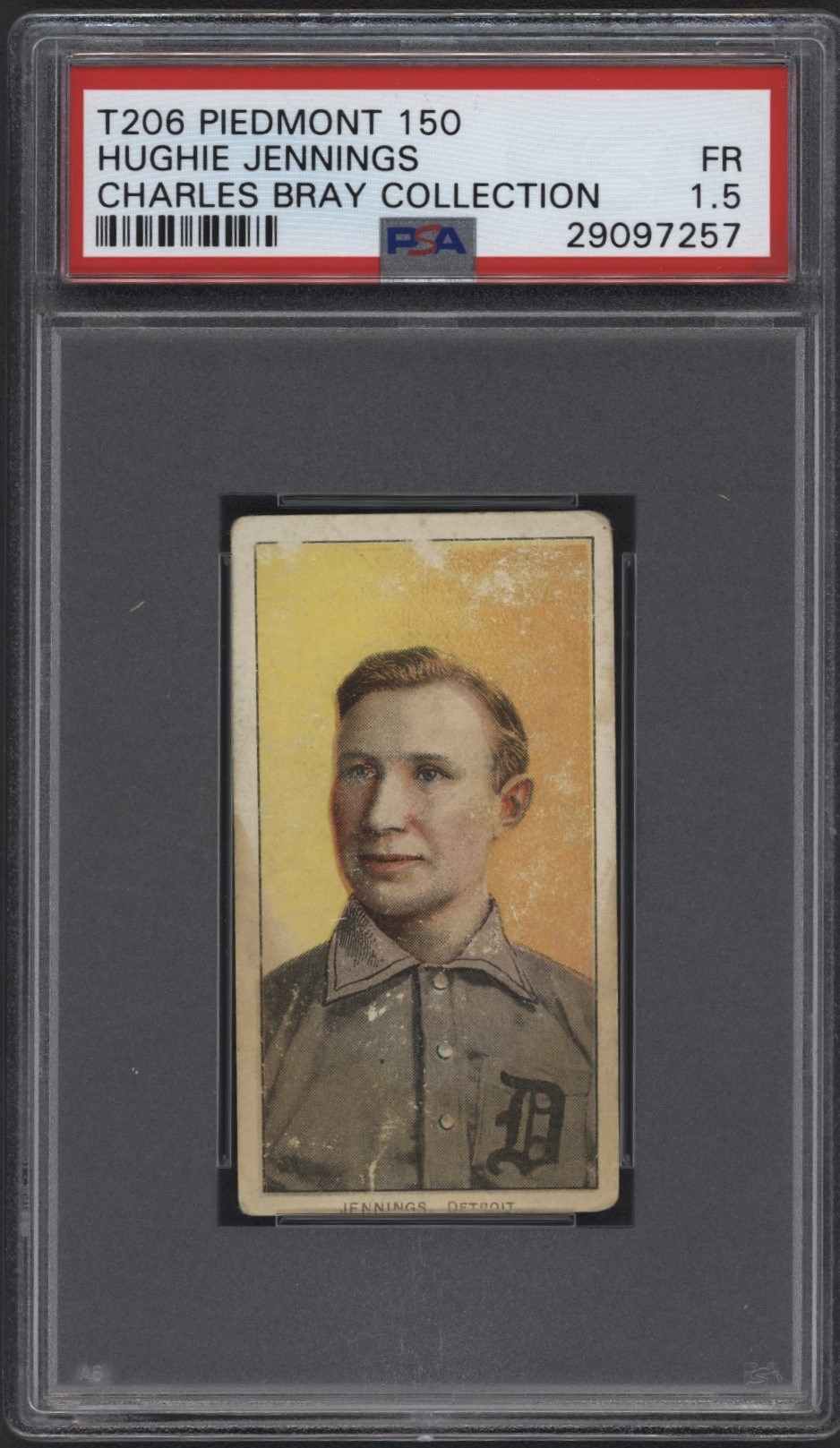 T206 Piedmont 150 Hughie Jennings Portrait PSA 1.5 From the Charles Bray Collection