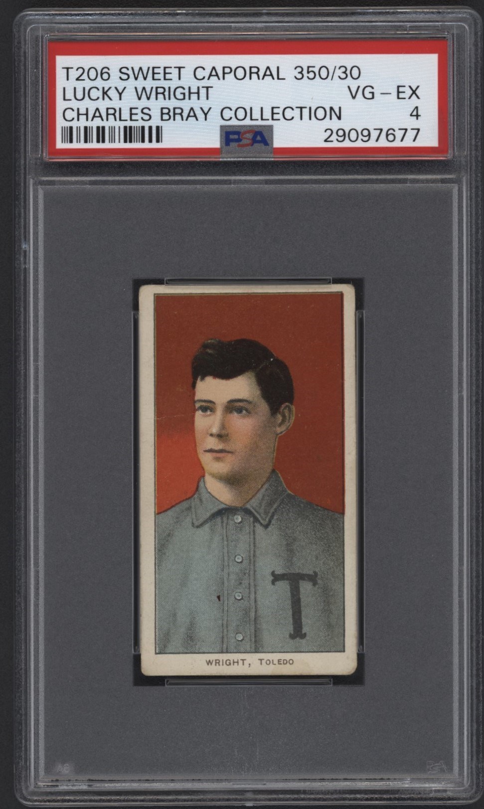 Baseball and Trading Cards - T206 Sweet Caporal 350/30 Lucky Wright PSA 4 From the Charles Bray Collection