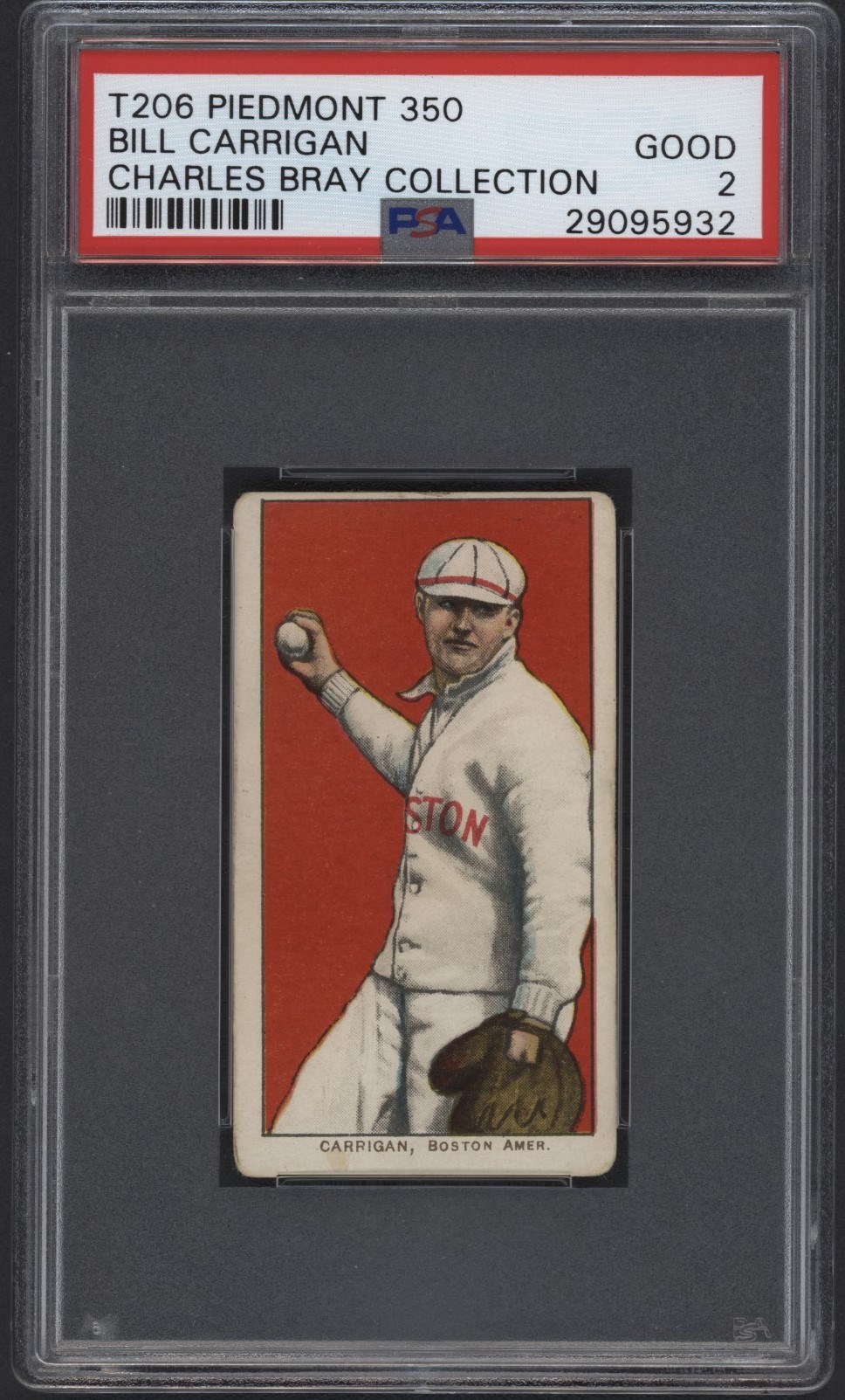 T206 Piedmont 350 Bill Carrigan PSA 2 From the Charles Bray Collection