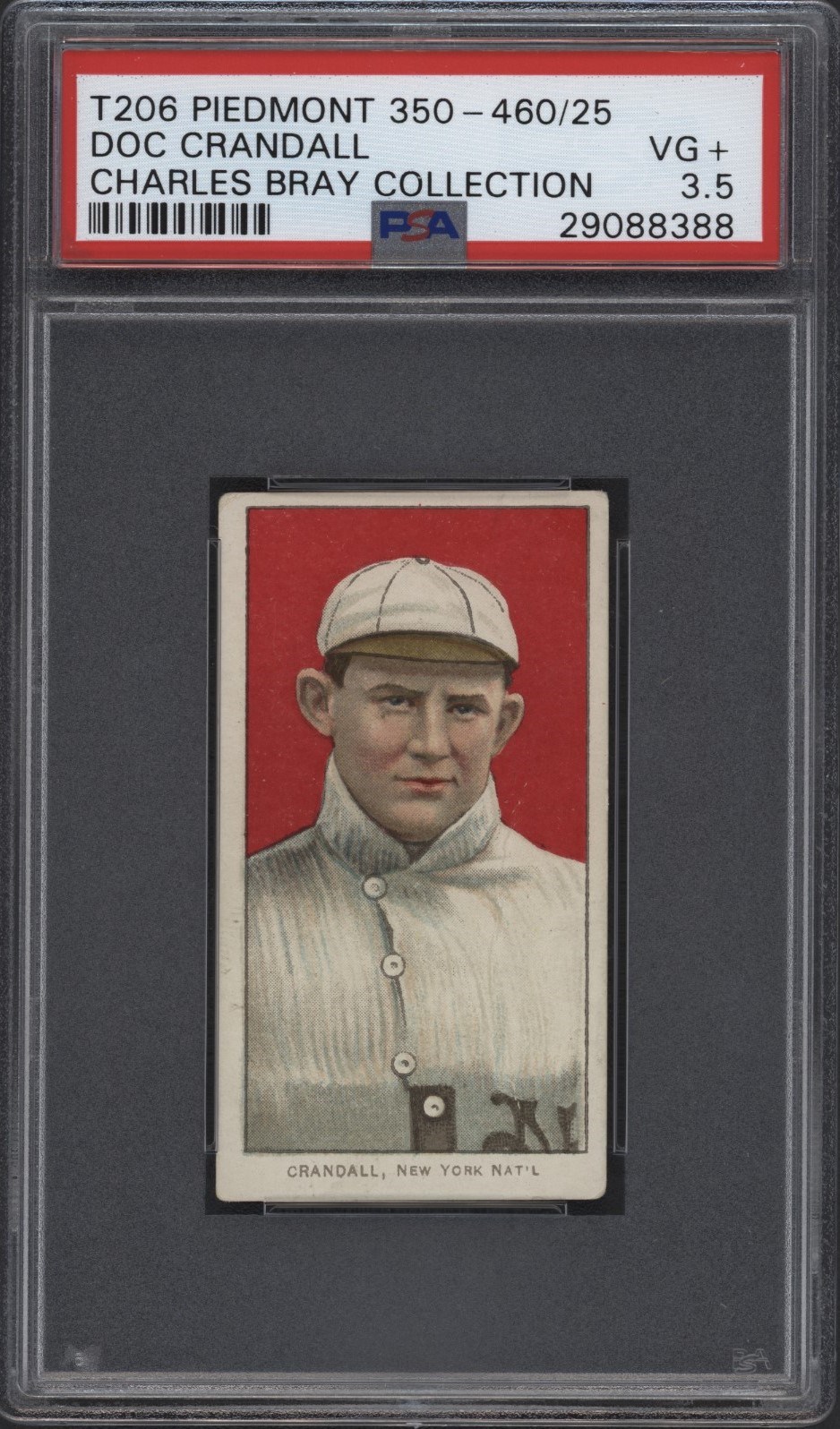 Baseball and Trading Cards - T206 Piedmont 350-460/25 Doc Crandall PSA 3.5 From the Charles Bray Collection