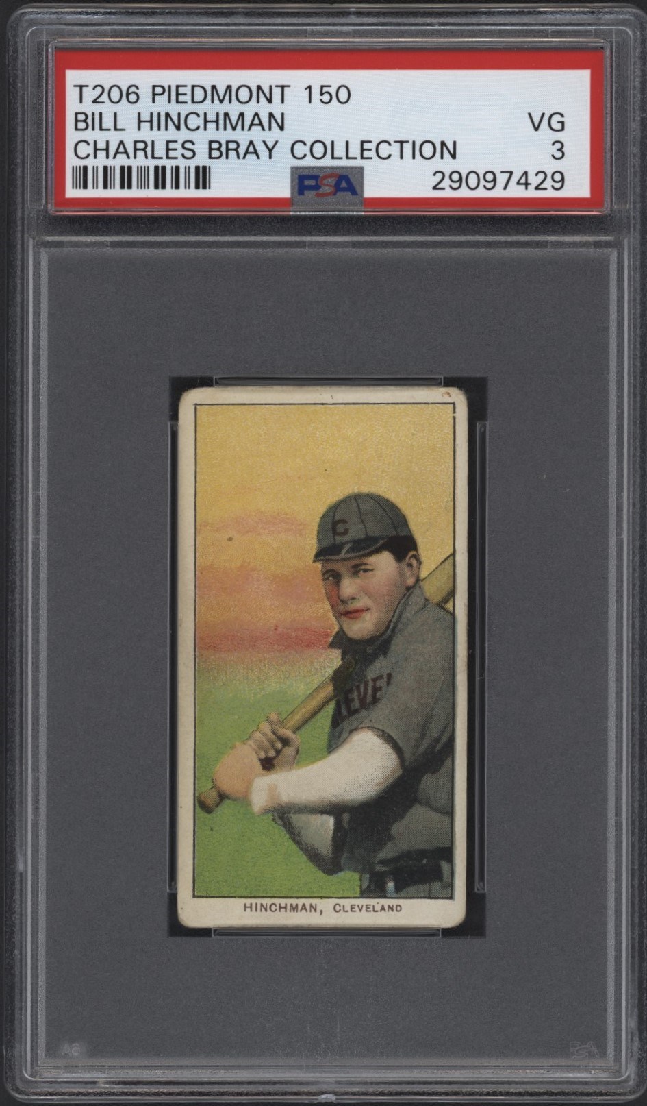 T206 Piedmont 150 Bill Hinchman PSA 3 From the Charles Bray Collection