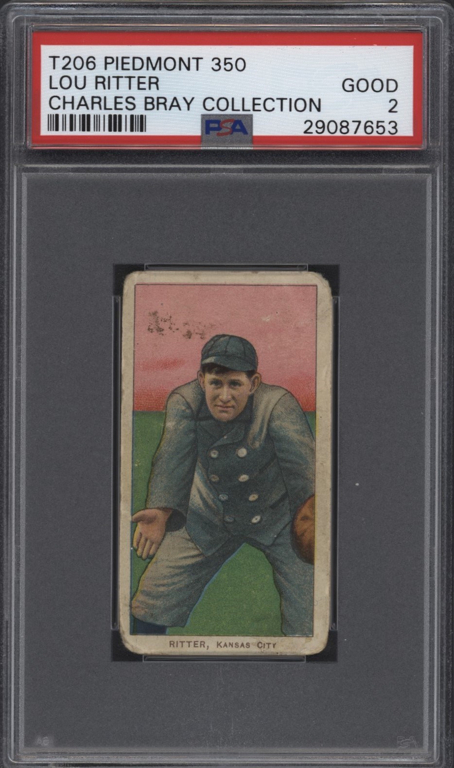 - T206 Piedmont 350 Lou Ritter PSA 2 From the Charles Bray Collection