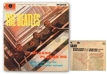 Beatles Autographs - "Please, Please Me" Album Signed By Three Beatles