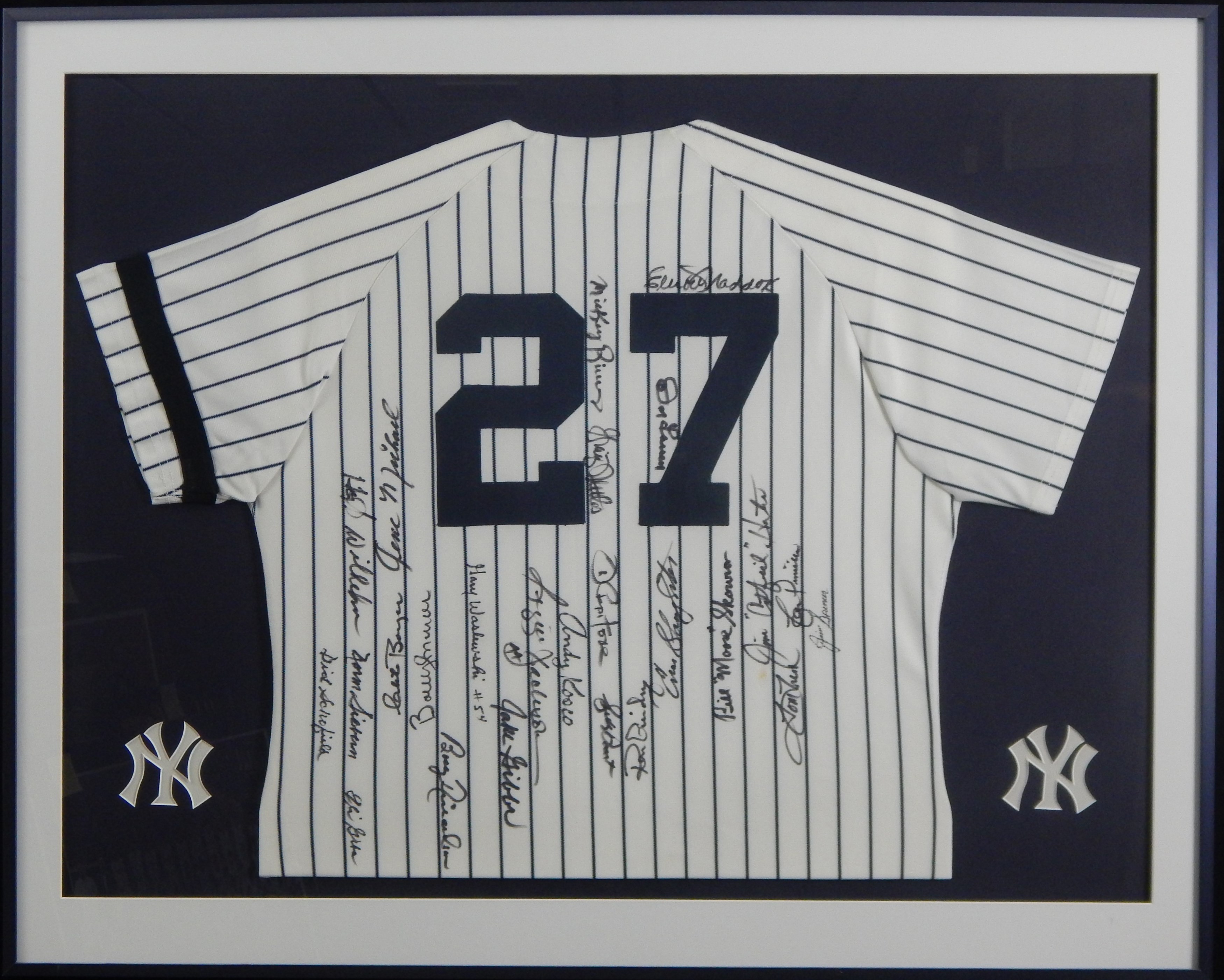 Baseball Autographs - Yankees Old Timers Signed Replica Jersey