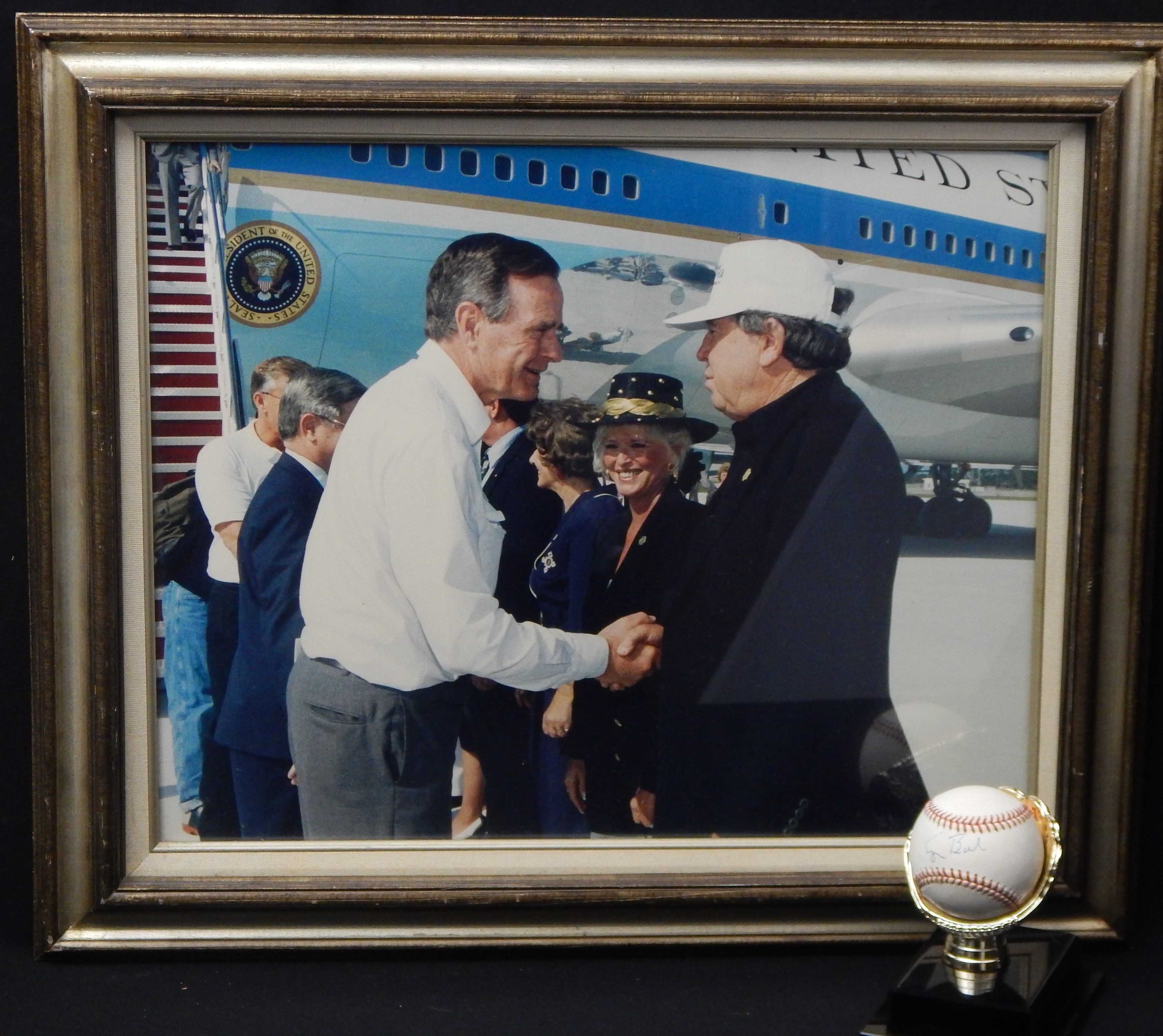 - George Bush Single Signed Baseball with Photograph