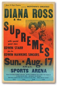 Posters and Handbills - 1069 Diana Ross & The Supremes Cardboard Concert Poster  13.5 x 22".