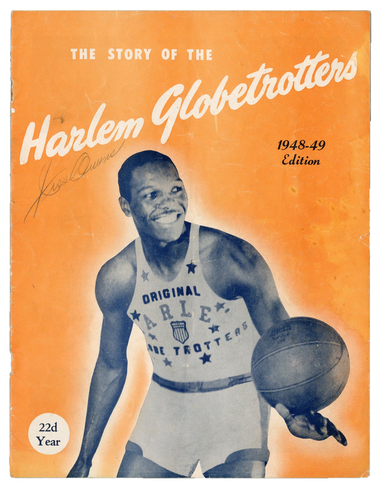 Basketball - 1948-49 Jesse Owens Signed Harlem Globetrotters Program (PSA)