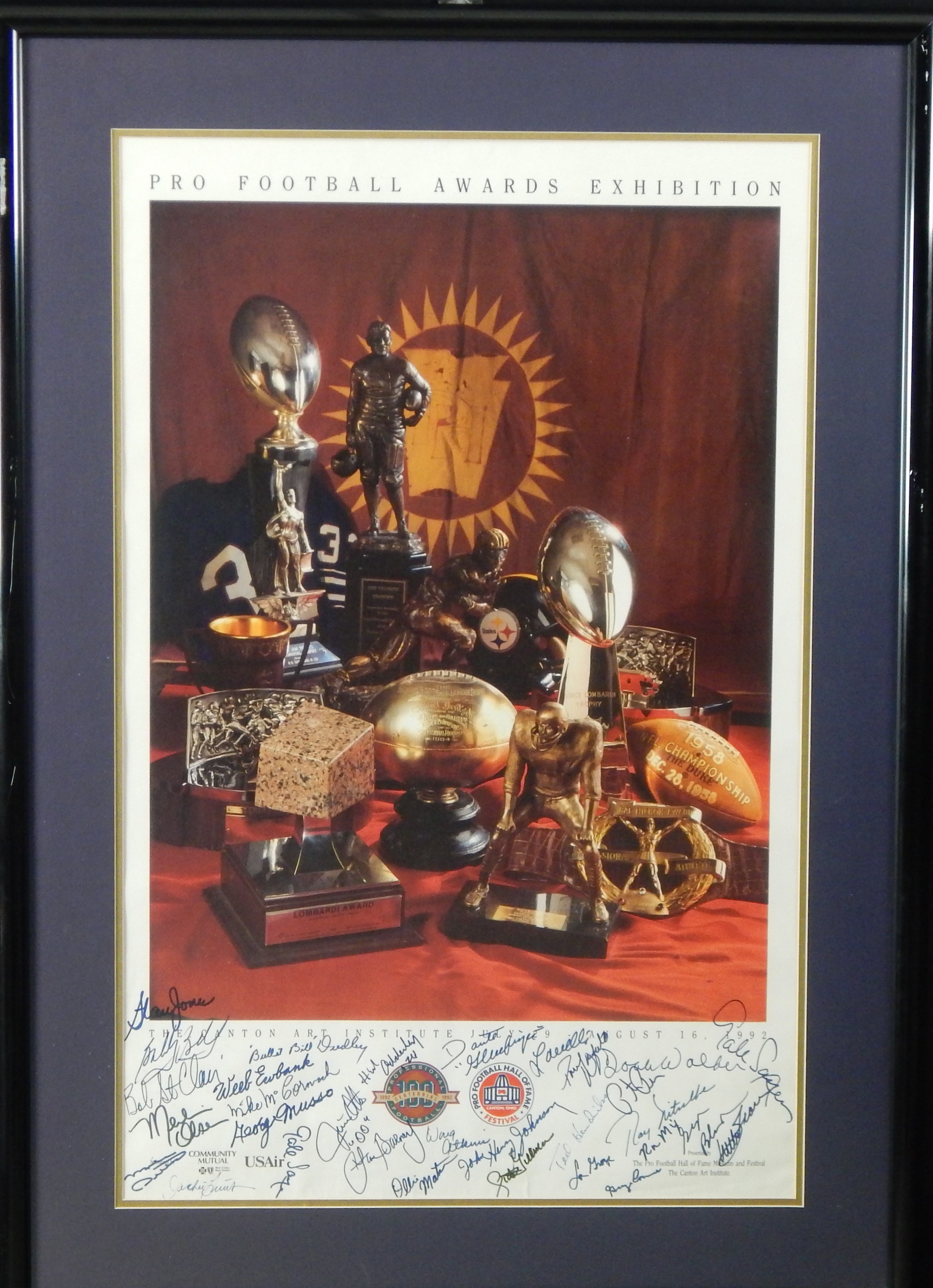 Pro Football Hall Of Fame Signed Poster 30 Signatures 3403