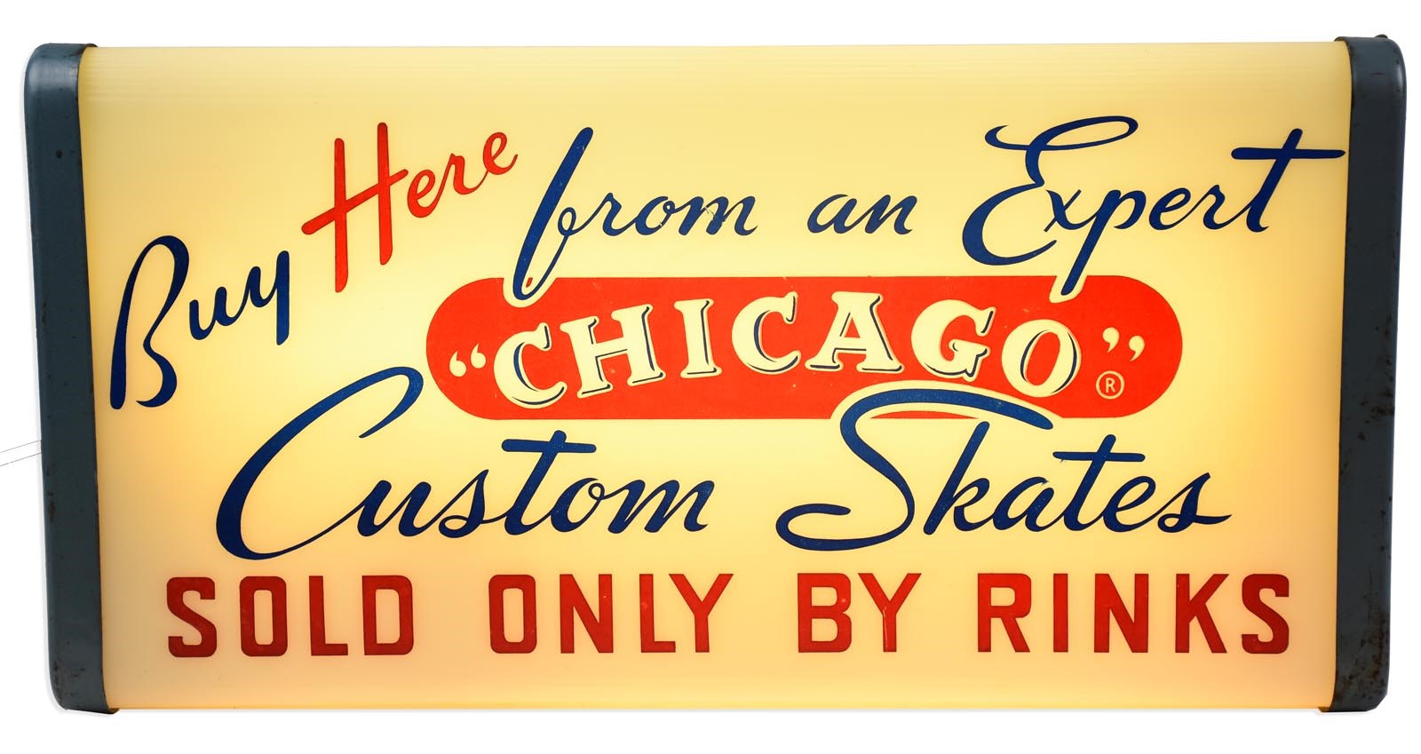 1940s Chicago Custom Skates Lighted Store Sign