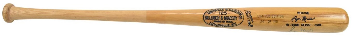 Kubina And The Mick - Mickey Mantle & Roger Maris Signed Limited Edition Bat (PSA)