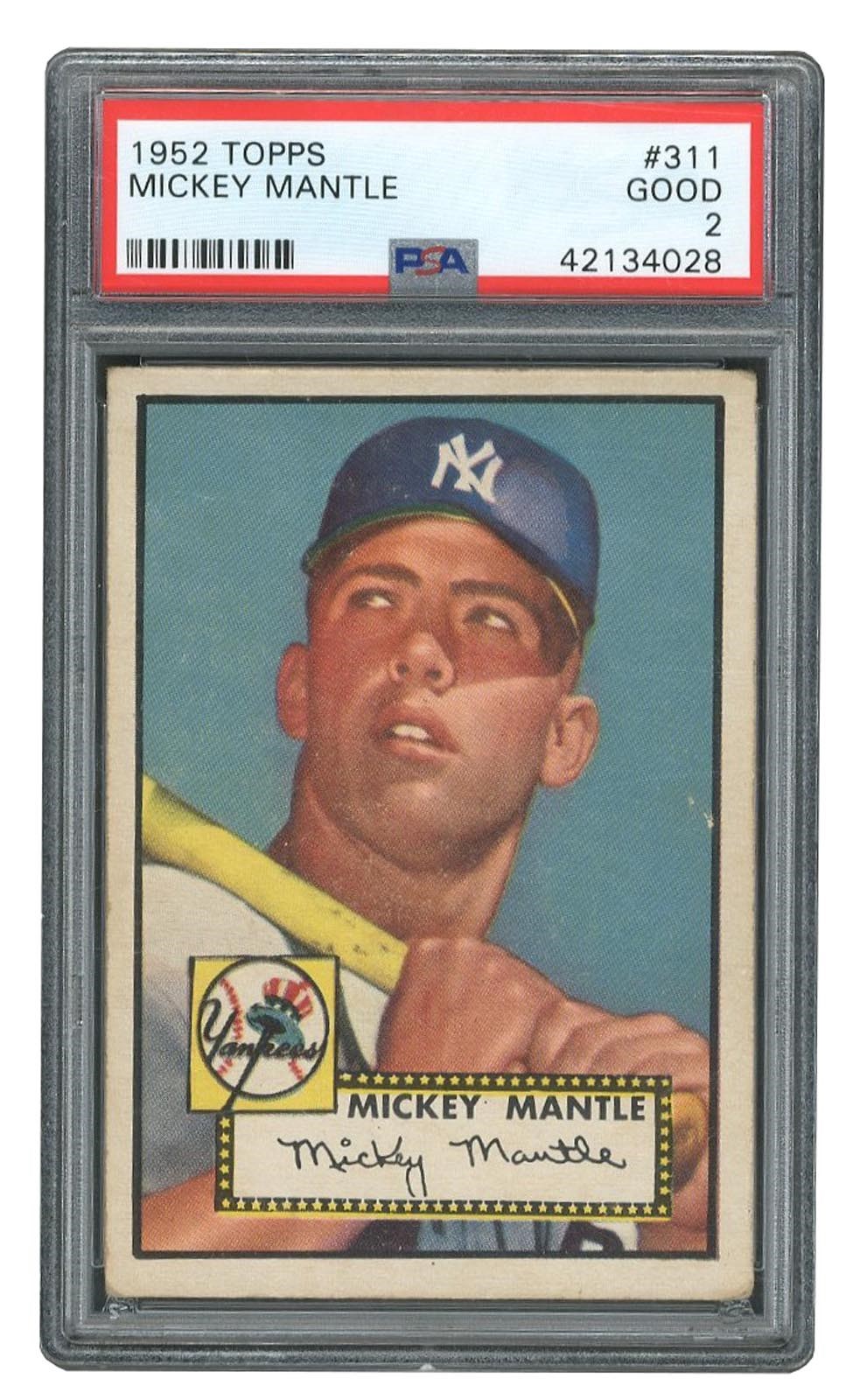 - 1952 Topps #311 Mickey Mantle PSA Graded Rookie with Tremendous Eye Appeal