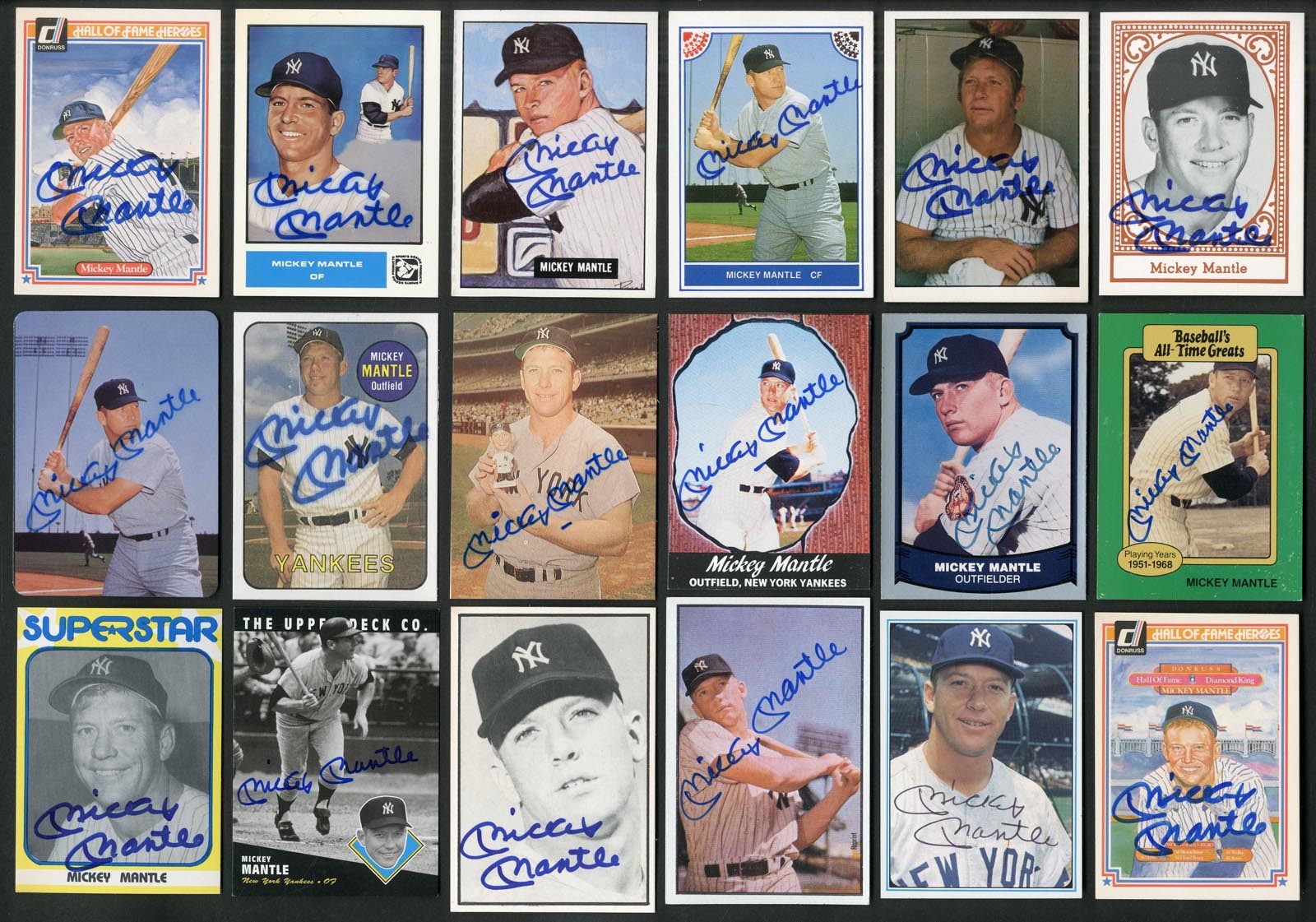 - Mickey Mantle Signed Baseball Card Collection (29)