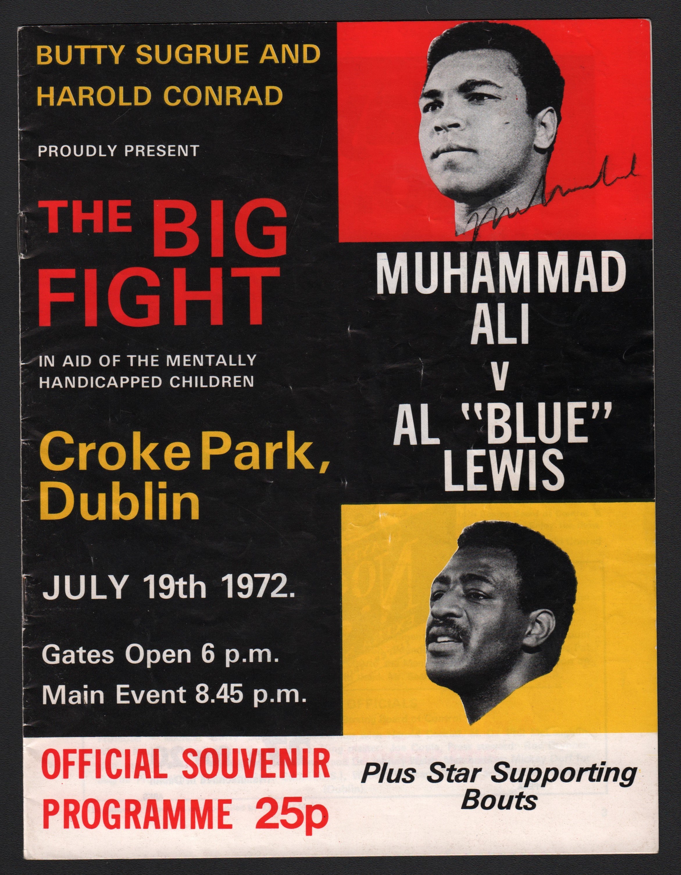Signed Muhammad Ali vs. Al "Blue" Lewis fight program.