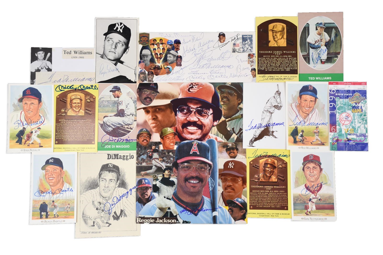 Hall of Famers and Stars Autograph Collection - (5) Mantle (9), Williams, Maris (250+)