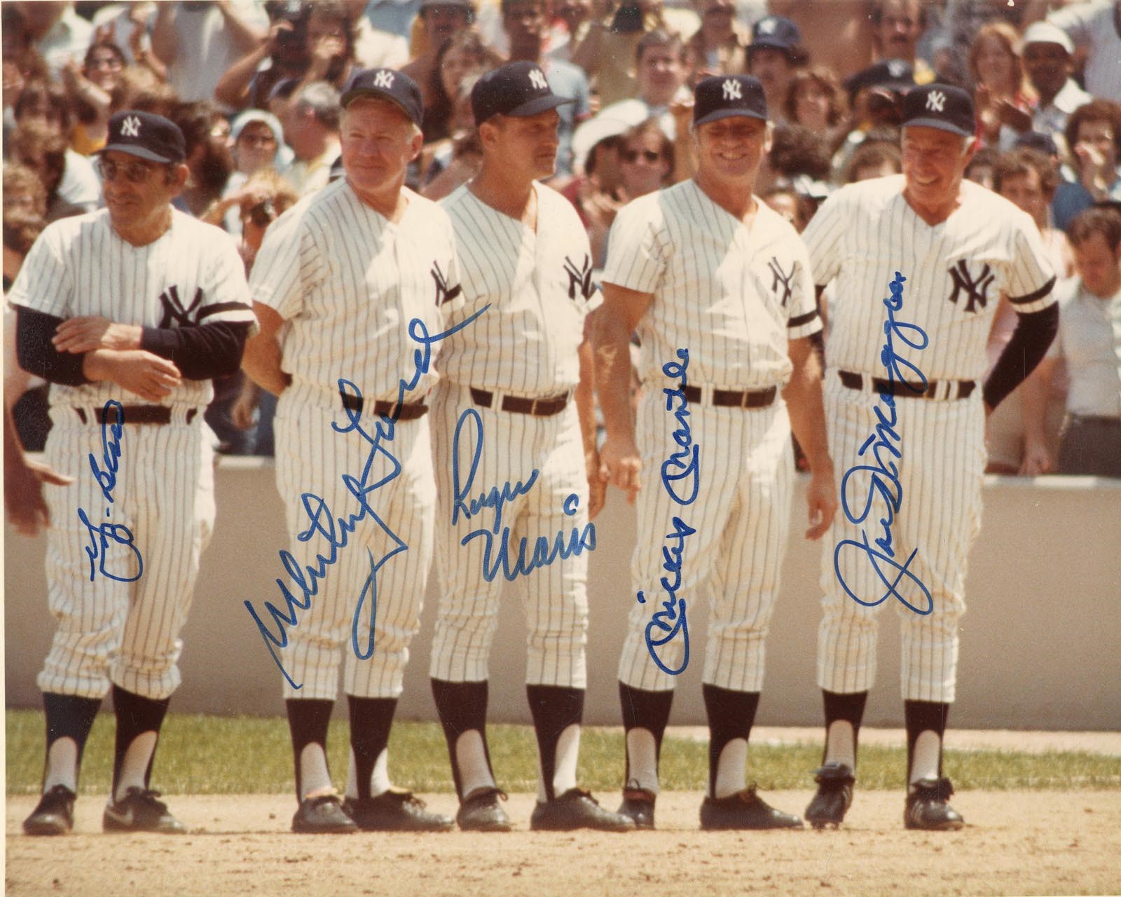 Yankee Legends Signed Old Timers Day Photograph W Mantle Maris PSA 