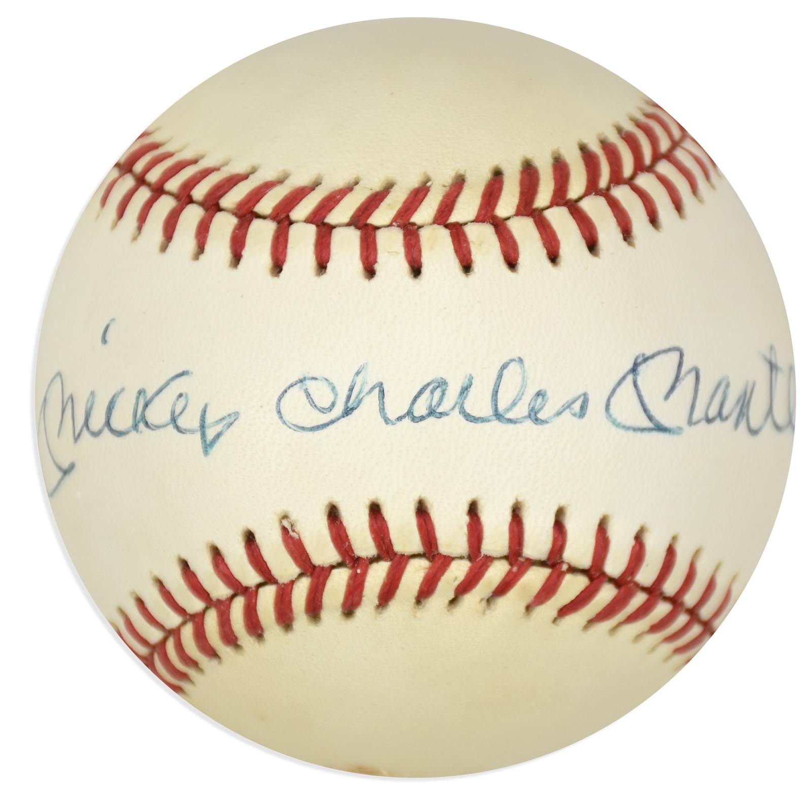 "Mickey Charles Mantle" Full Name Signed Baseball (PSA)