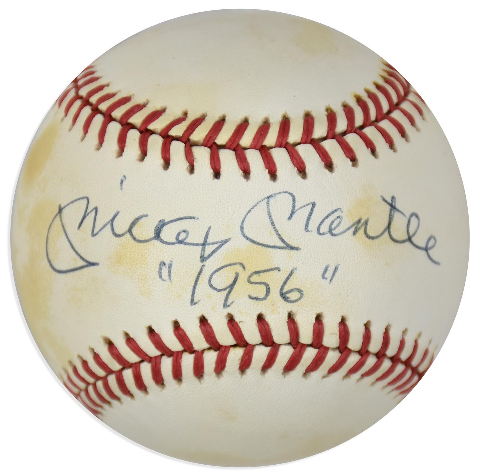 Mickey Mantle "1956" Signed & Inscribed Baseball from 1990's Promotion (PSA)