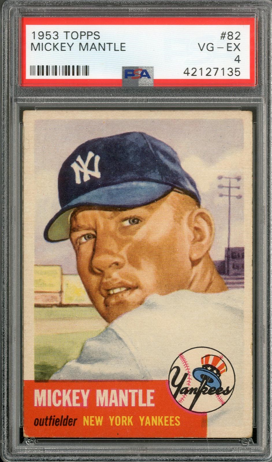 Baseball and Trading Cards - 1953 Topps #82 Mickey Mantle (PSA VG-EX 4)