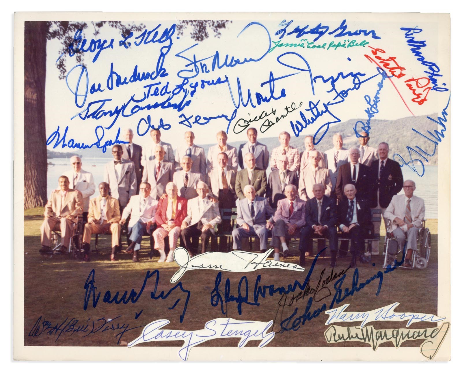 Baseball Autographs - Magnificent 1974 Hall of Fame Induction Signed Photograph (PSA)