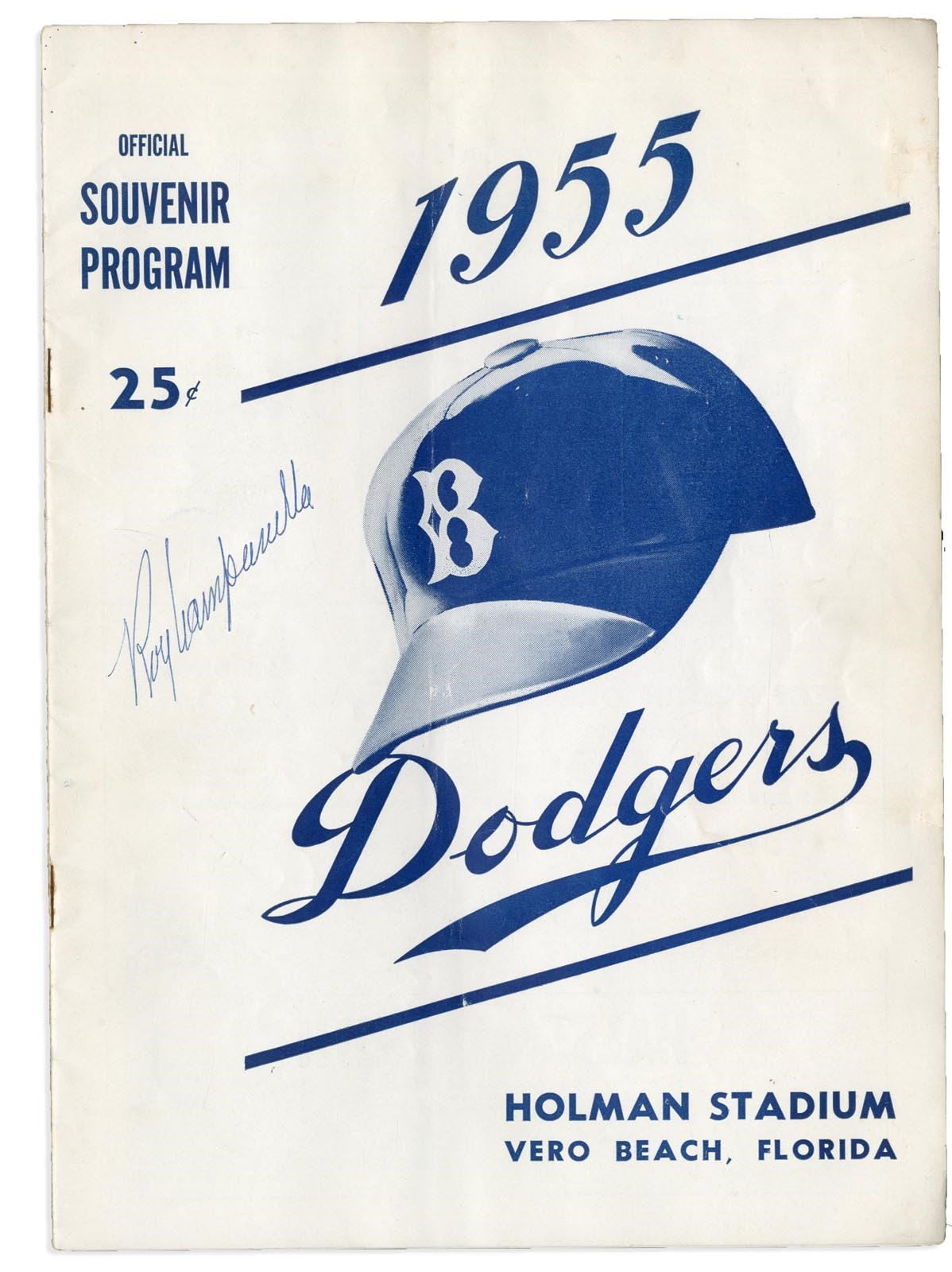 - 1955 World Champion Brooklyn Dodgers Program Signed by Roy Campanella (PSA)