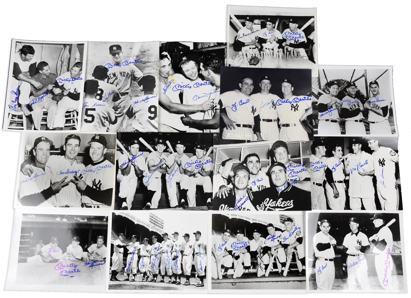1950's World Champion Yankees Multi-Signed Photographs ALL with Mantle (14)