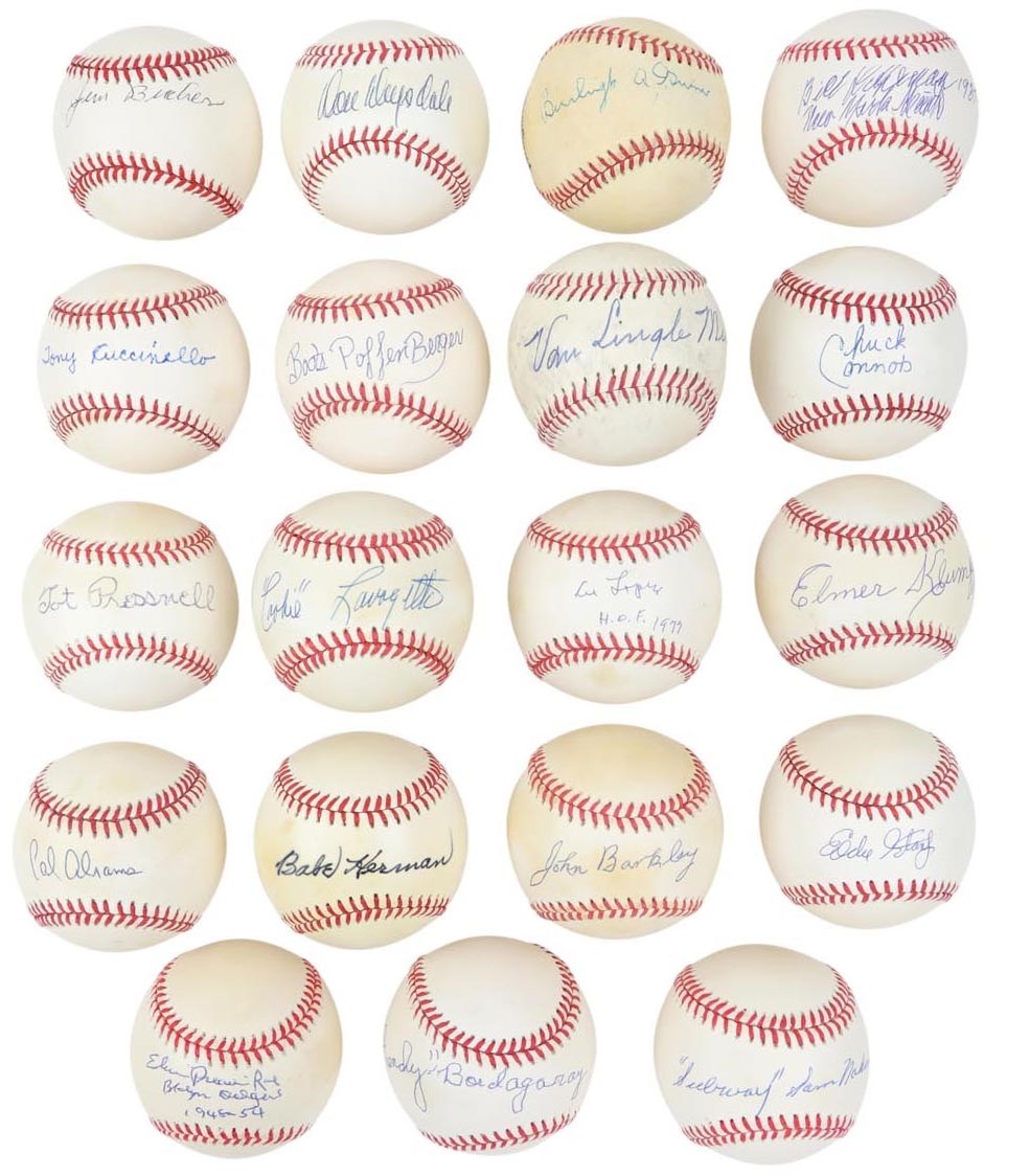 - 1910s-50s Brooklyn Robins and Dodgers Single Signed Baseball Collection (150+)