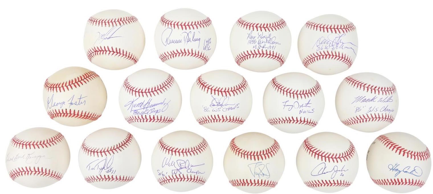 NY Yankees, Giants & Mets - 1986 World Champion NY Mets Complete Set of Single Signed Baseballs (35+)