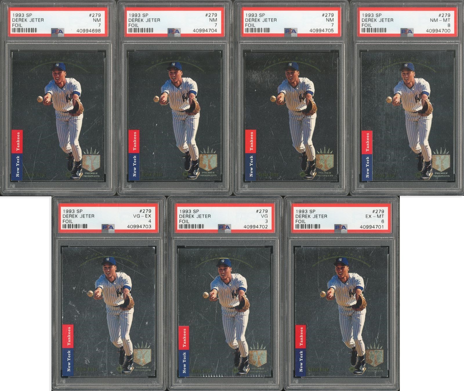 Baseball and Trading Cards - (7) 1993 SP Foil Derek Jeter #279 PSA Graded Rookies