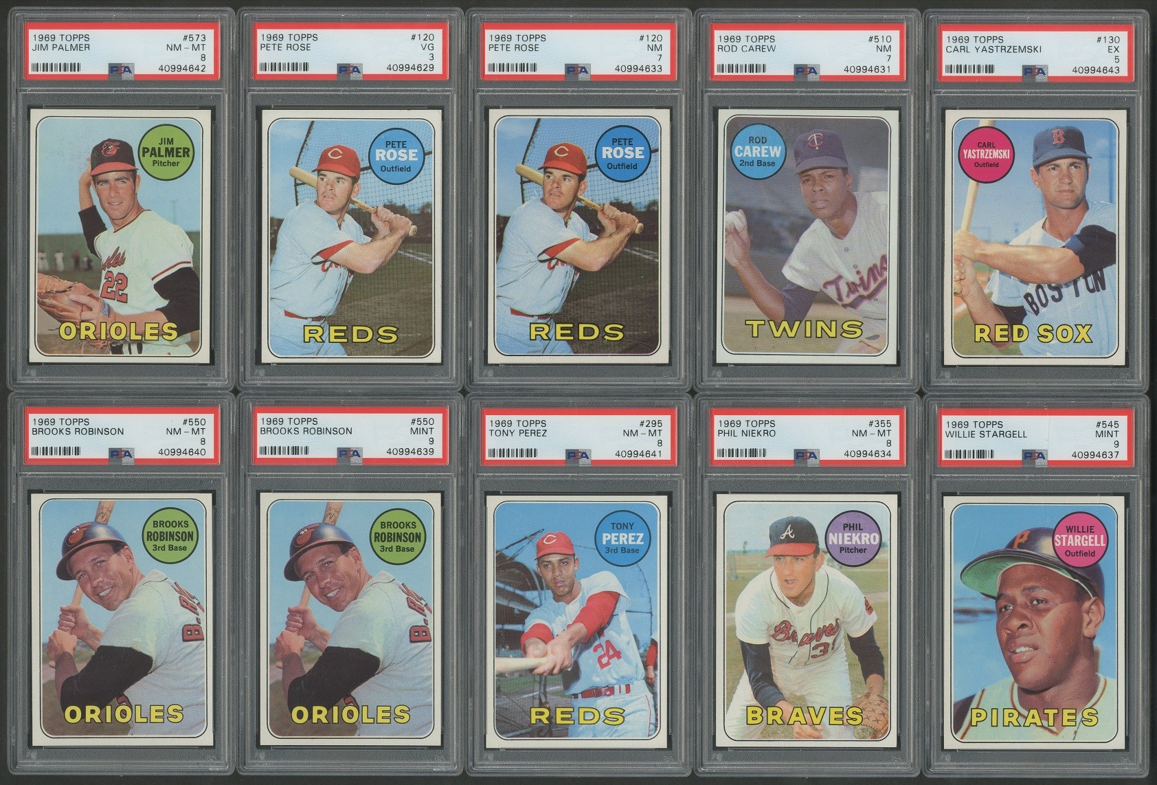 High Grade 1969 Topps Hall of Famers PSA Graded Collection (12)