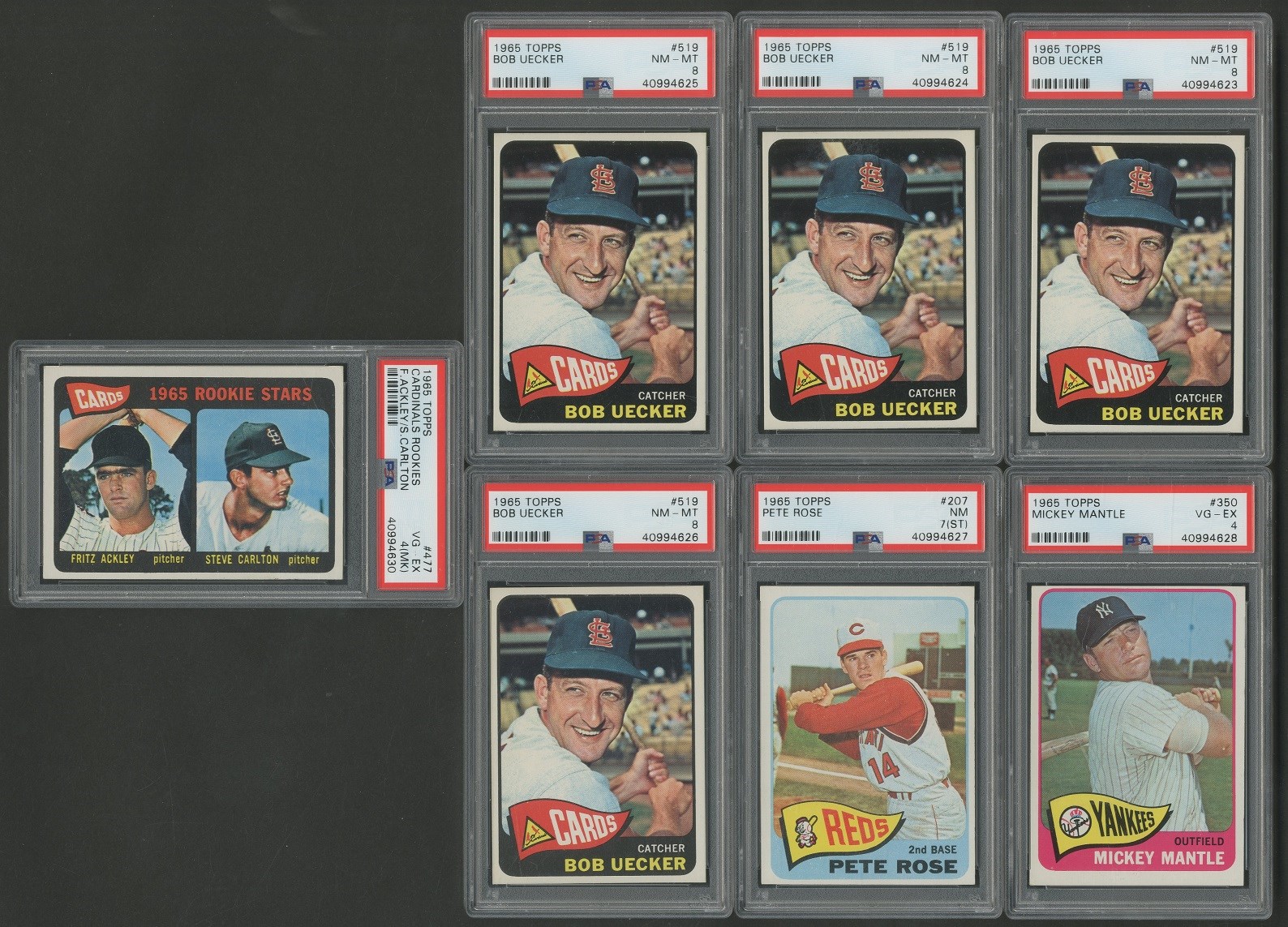 Baseball and Trading Cards - 1965 Topps PSA Graded Collection w/Mantle & Four PSA 8's (7)