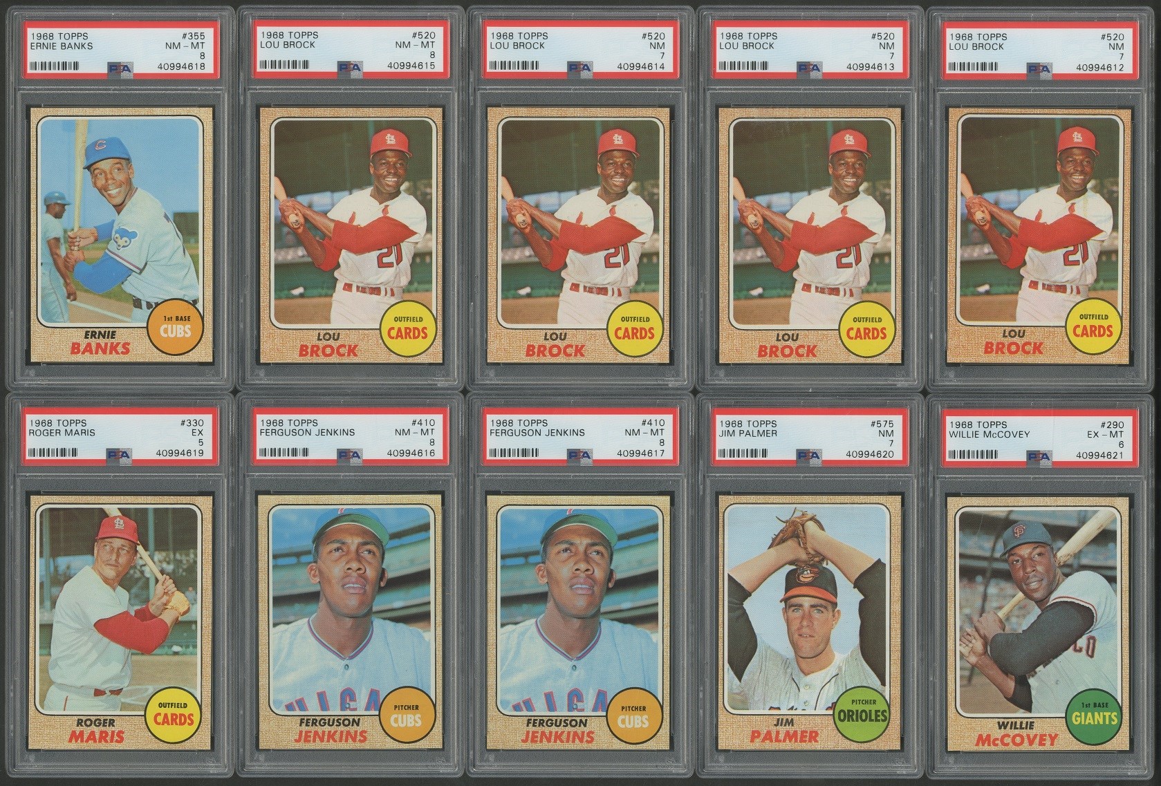 Baseball and Trading Cards - 1968 Topps HOFer & Star PSA Graded Collection w/Four PSA 8's (10)