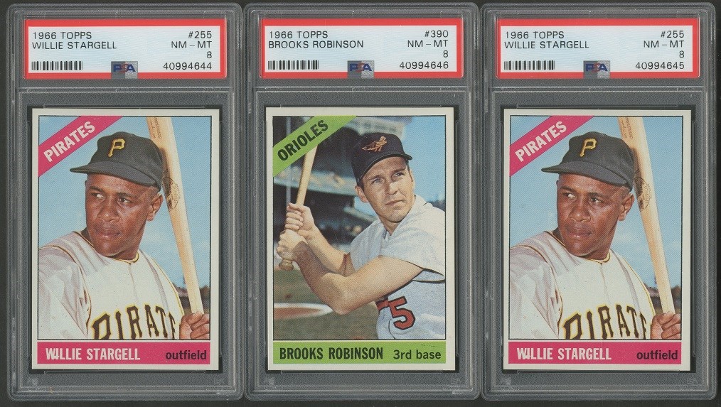Baseball and Trading Cards - 1966 Topps Brooks Robinson & Willie Stargell PSA 8's (3)