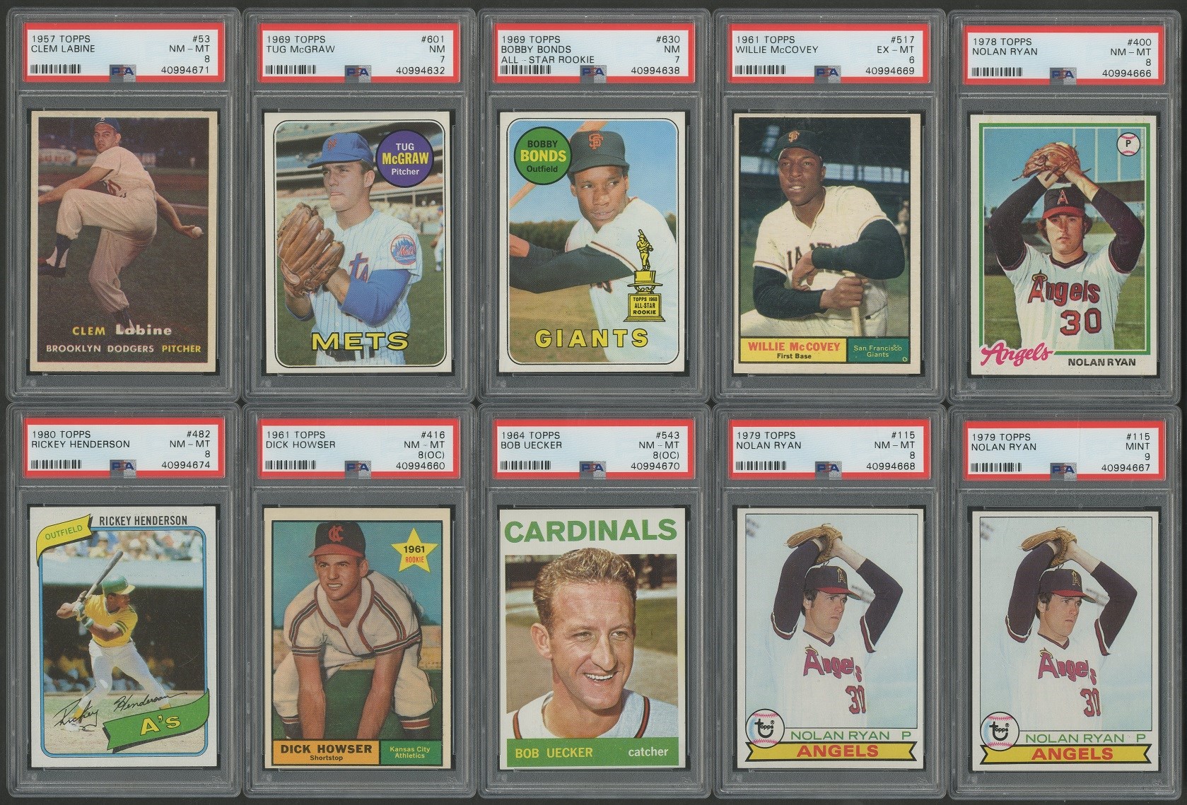 Baseball and Trading Cards - High Grade 1950s-80 Topps HOFer & Star PSA Graded Collection (11)