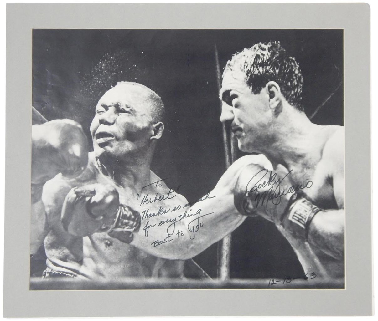 Muhammad Ali & Boxing - Famed Marciano v. Walcott Image Signed Print (PSA)